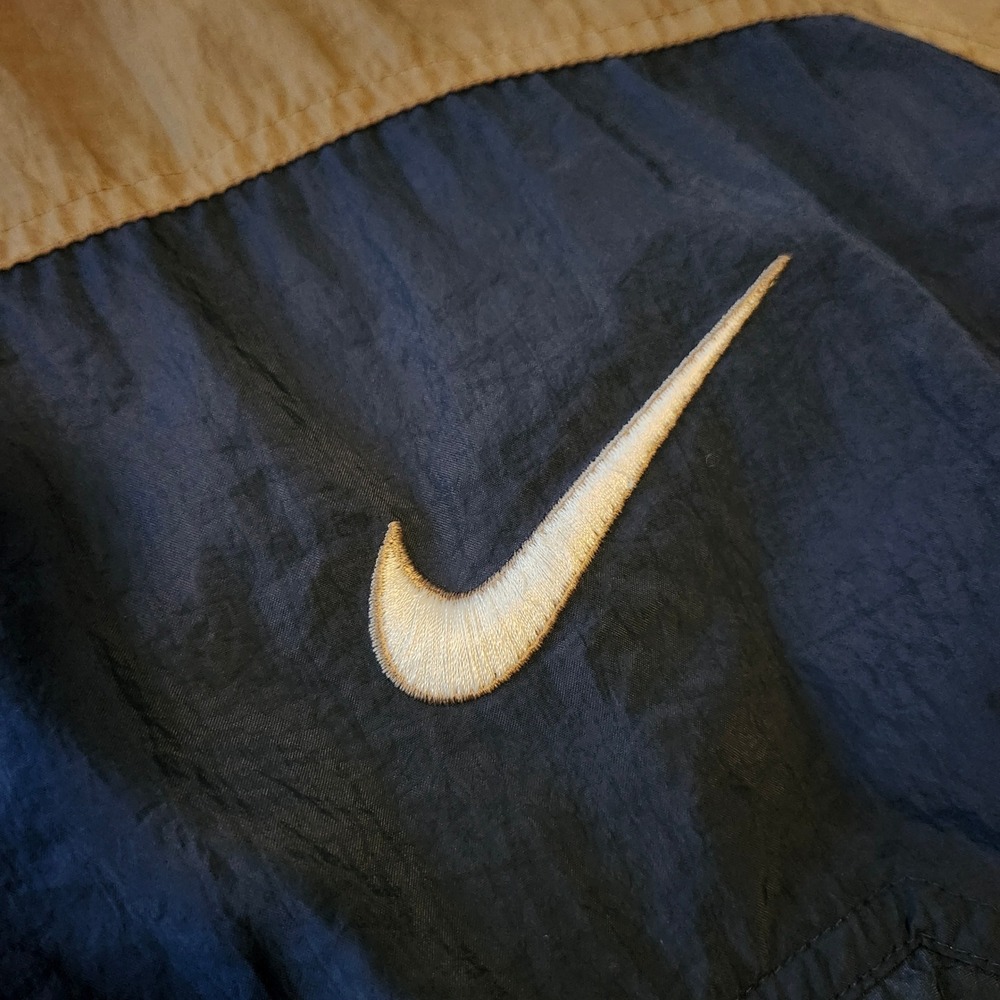 NIKE Vintage 90's Swoosh  Windbreaker Jacket 1/2 zip Blue Tan Colorblock Mens L - Picture 7 of 9